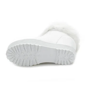 The new white snow boots with thick soles muffin slope with real rabbit fur boots cotton shoes within the higher SUB1327