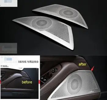 Interior Stainless Steel Side Door Audio Speaker Frame Cover Trim 2pcs / set For BMW 5 series F10 520li 2011 -
