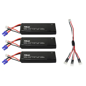 Original 3x7.4V 2700mAh 10C Battery 1 To 3 Charging Cable For Hubsan H501S X4 RC Quadcopter Spare Parts Accessories