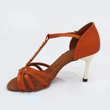 Dancesport Shoes BD 2347 Ladies Latin Dance Shoes Prossional Dance Shoes High Heel Tango Shoes Golden High Heel