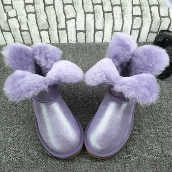 UVWP Genuine Sheepskin Leather Snow Boots Real Fur Wool Warm women winter boots Fashion Ankle Boots