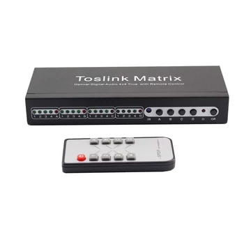2017 Toslink Matrix New 4 In 4 Out SPDIF / TOSLINK Digital Optical Audio 4x4 True Matrix Switcher Selector Remote Control