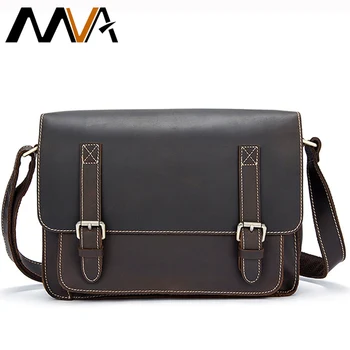 MVA Genuine Leather Men Bags Crazy Horse Leather Shoulder Crossbody Bag Vintage Men Messenger Bag Business Briefcase Laptop Bag