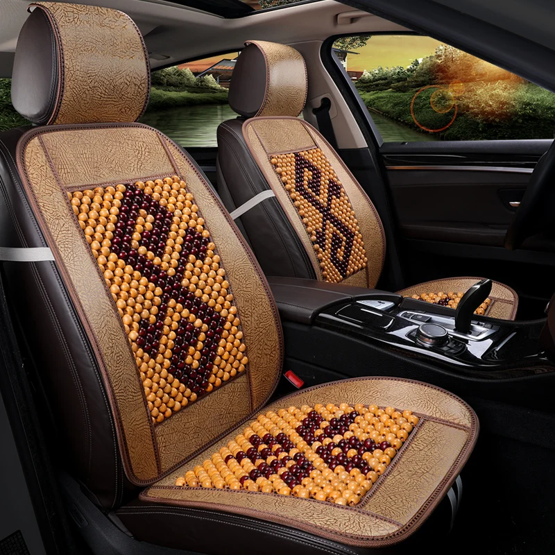 KKYSYELVA 1pcs Front Universal Car seat Cover Summer Lumbar support for office home Chair Seat Cushion Cover Bamboo Seat covers