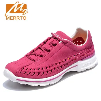 MERRTO Women's Portable Soft Sole Running Shoes Anti Slip Breathable Simple Outdoor Sports Shoes Genuine Leather Sneakers Female