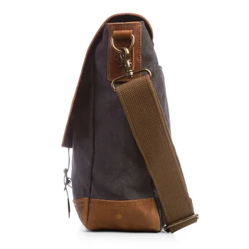 ECOSUSI Men Canvas Leather Crossbody Bag Men Vintage Messenger Bags Large Shoulder Bag Laptop Handbag Bolsa Masculina