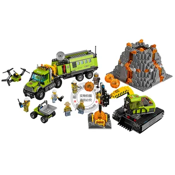 City Series Volcano Exploration Base DIY Building Brick Toys Boys Birthday Gift Compatible 60124