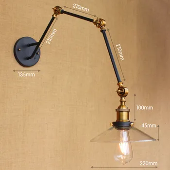 Edison Wall Sconce Retro Industrial Vintage Wall Lamp Adjustable Swing Long Arm Light Lampara Pared Aplique Lampe Murale