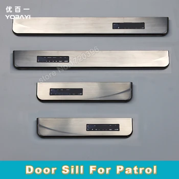 Car stainless steel scuff plate blue LED door sill covers for Nissan Patrol 2011 2012 2013 car styling auto accessories