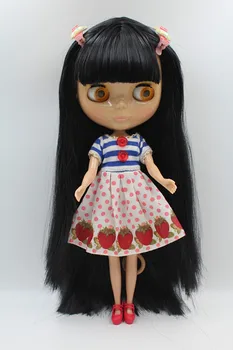 Blygirl Doll Black straight hair Blyth Doll body Fashion Can refit makeup Fashion doll Wheat muscle
