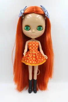Blygirl Doll Orange straight hair Blyth Doll body Fashion Can refit makeup Fashion doll Wheat muscle