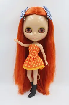 Blygirl Doll Orange straight hair Blyth Doll body Fashion Can refit makeup Fashion doll Wheat muscle