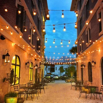 Tanbaby Waterproof Commercial Grade String Lights outdoor 10M with 10 leds 2W Edison Bulbs for Garden Party Wedding Pergola
