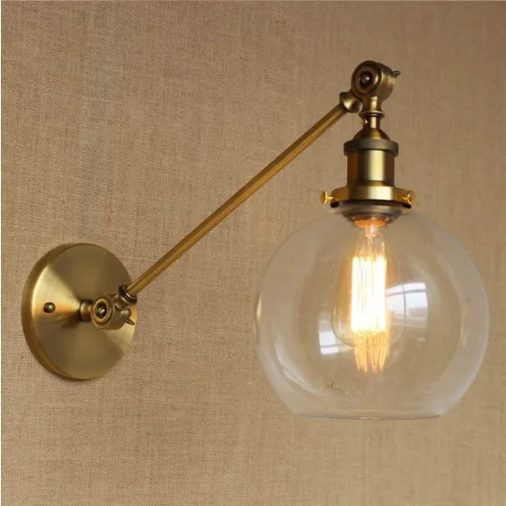 Edison Retro Loft Style Industrial Wall Lamp With Glass Lampshade Brass Vintage Wall Sconce Stair Light Fixtures