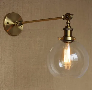 Edison Retro Loft Style Industrial Wall Lamp With Glass Lampshade Brass Vintage Wall Sconce Stair Light Fixtures