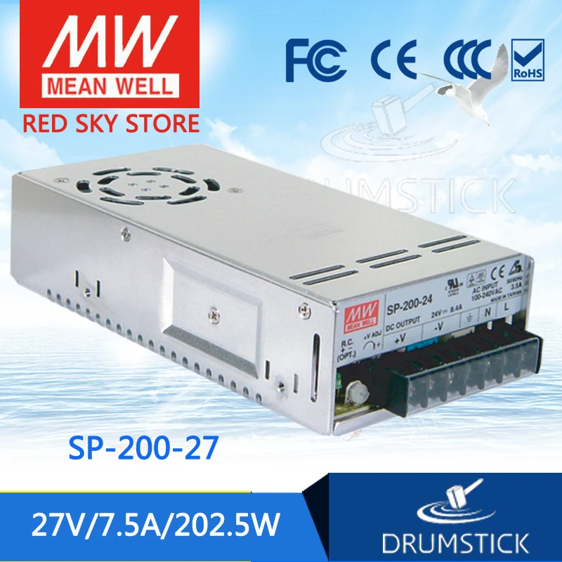 Original MEAN WELL SP-200-27 27V 7.5A meanwell SP-200 27V 202.5W Single Output with PFC Function Power Supply