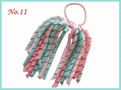 50pcs Pony O Hair Bow Ponytail Streamers mix color ponytail holder bows