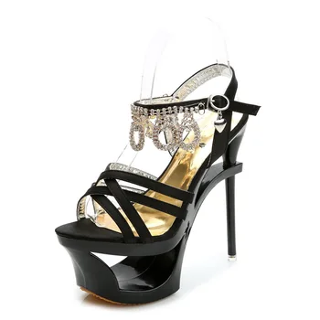 The new trend of the waterproof machine silk surface waterproof non-slip sexy stilettos female party high-heeled sandals