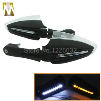 New Coming Carbon Motorcycle handguards with White +Yellow Led Turning lights for scooter ATV DIRT BIKE MX Motocross hand guards