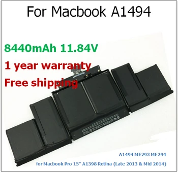 11.84V 95Wh 8440mAh Laptop Battery for Macbook A1494 ME293 ME294 for Macbook Pro 15