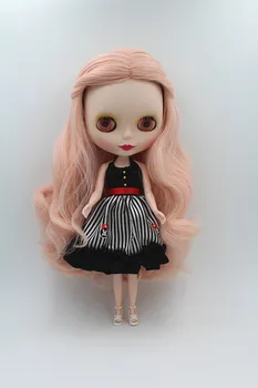 Blygirl Blyth doll Pink wavy curly hair 30cm ordinary joint doll 7 joint frosted face doll