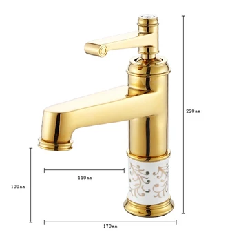 BAKALA New Deck mounted brass and ceramic faucet Bathroom Basin faucet Mixer Tap Gold Sink Faucet Bath Basin Sink Faucet B-1037M