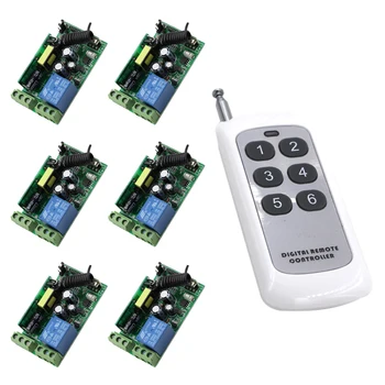6pcs 315/433Mhz 1CH 85V 110V 220V 250V RF Wireless Home Automation Remote Control Switch Receiver Module and Remote Control