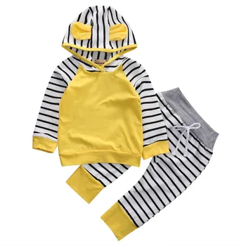 2Pcs/Set New Adorable Autumn Newborn Baby Girls boys Infant Warm Romper Jumpsuit playsuit Hooded Clothes Outfit0-3 years