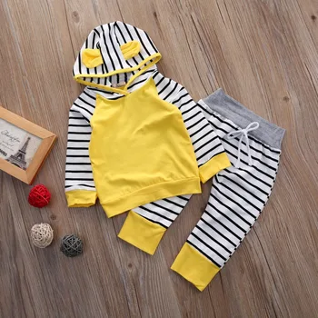 2Pcs/Set New Adorable Autumn Newborn Baby Girls boys Infant Warm Romper Jumpsuit playsuit Hooded Clothes Outfit0-3 years