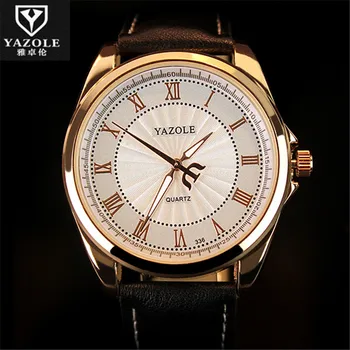 YAZOLE 2016 Men Watches Luxury Luminous Men Business Clock Male Quartz Wrist Watch Quartz-Watch Relogio Masculino Gold Black D04