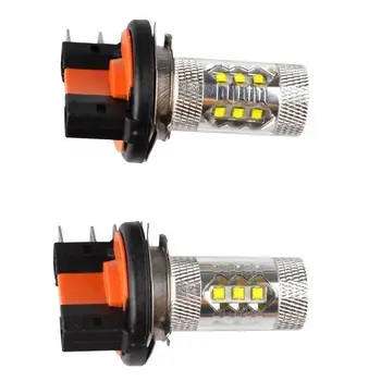 2PCS Hot Sell H15 16 LED 80W Car Auto DRL Daytime Running Lights Lamp Replacement Bulb 800LM Pure White DC12-24V