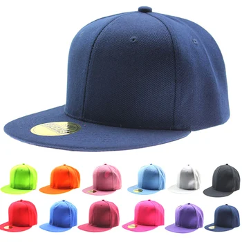 Fashion Men Women Adjustable Baseball Cap Solid Hip Hop Snapback Flat Peaked Hat Visor