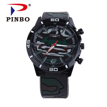 PINBO Men Watch Top Brand Luxury military sport Wristwatch Silicone Male Clock Quartz Watch Wrist Quartz-watch Relogio Masculino