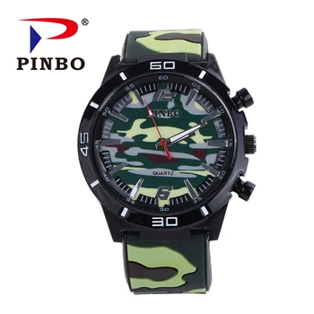 PINBO Men Watch Top Brand Luxury military sport Wristwatch Silicone Male Clock Quartz Watch Wrist Quartz-watch Relogio Masculino