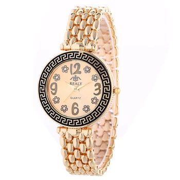 New Metal Geneva Women Watch Fashion Wristwatch Golden Stainless Watch Woman Luxury Gold Color Analog Watch Rhinesetine