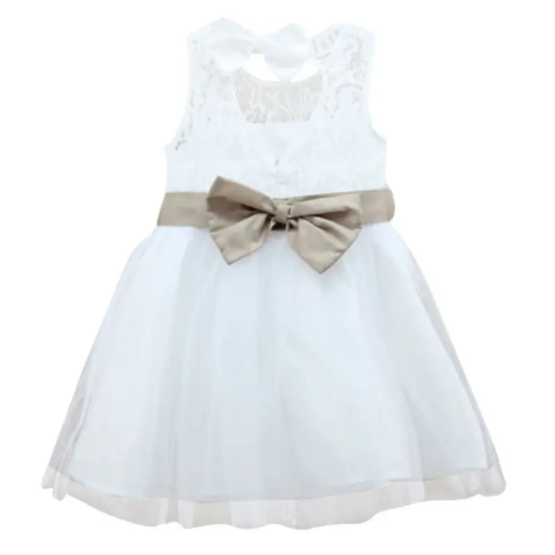 Summer Girls Kids Princess Wedding Party Bow Tutu Tulle Dresses Lace Puffed Dress