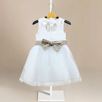 Summer Girls Kids Princess Wedding Party Bow Tutu Tulle Dresses Lace Puffed Dress