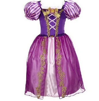 2016 Baby Girls Cinderella Dresses Children Cartoon Princess Dresses Rapunzel Aurora Kids Party Costume Clothes 09A
