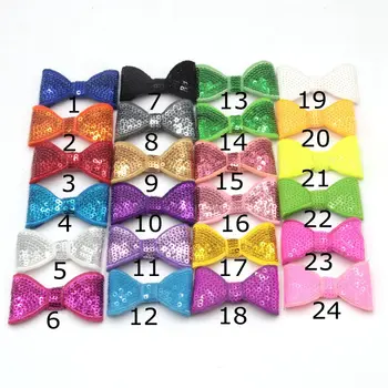 100pcs/lot 2'' Embroideried Sequin Bows Knot Applique WITHOUT Clips,Kids Hair Bows Girls Hair Accessories