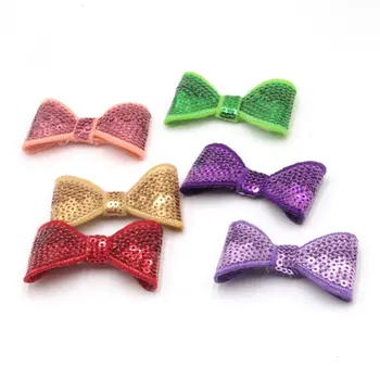 100pcs/lot 2'' Embroideried Sequin Bows Knot Applique WITHOUT Clips,Kids Hair Bows Girls Hair Accessories