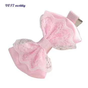 VOT7 vestitiy 2017 fashion women Cute Lace Bowknot Hair Clips Baby Girl Hairpin Child Hair Accessories Oct 10