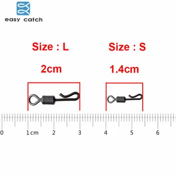 Easy Catch 20pcs Matte Black Rolling Quick Change Swivels Carp Rigs Long Body Q-shaped Swing Snap Connector