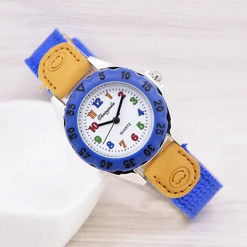 Reloj Mujer Montre Femme Blue Boy Black quarzt Watch Girl Kids Children's Gift Fabric Strap Student Wristwatch