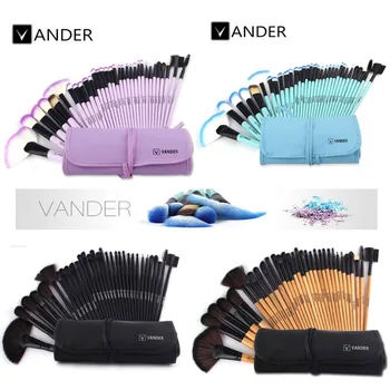 VANDER 32pcs Makeup Brushes Set Professional Cosmetics Brush Eyebrow Foundation Shadows Kabuki Make Up Tools Kits + Pouch Bag