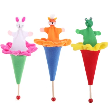 Animals Rabbits Fox Frog Cartoon Toy Retractable Hide & Seek Kids Funny Toy Bright Color Wood and Cloth Kids Animals Toys