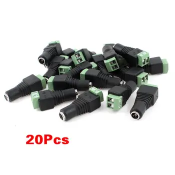 Promotion!Gino 20pcs CCTV Camera 5.5 x 2.1mm DC Power Cable Female Plug Connector Adapter Jack