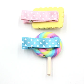 1 PCS New Korean Angela Cute Baby Girls Hairpins Polymer Clay Stereo Cartoon Biscuits Candy Hair Clips Kids Children Accessories