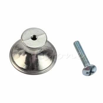 Kitchen Silver Stainless Steel Round Flat Head Cabinet Drawer Pull Knob