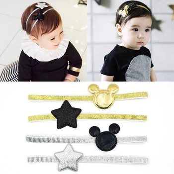 2 PCS 2016 Newly Design Mickey Children's Elastic Hair Band Girls Hair Accessories Baby Star Shining Headbands Kids Headwear