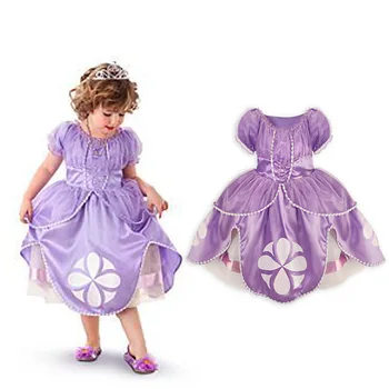 2016 New 2016 dress sofia princess Fluffy dress big petals princess Sophia Free shopping Party Summer Baby Kids Weeding Dresses